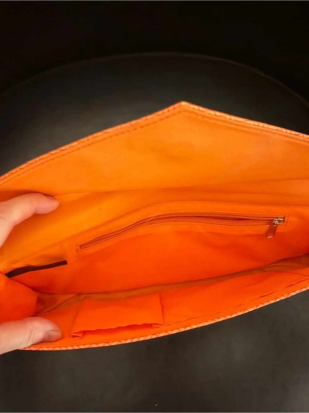 Orange Woven Envelope Clutch